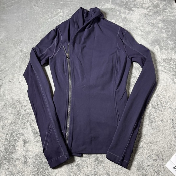 Lululemon Purple Bhakti Yoga Jacket Double Zip Womens, Grape Cowl Size 6 - Picture 1 of 8
